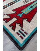 rug with turquoise and rust colors