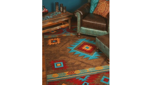 Black Forest Decor Whiskey River Turquoise Rug - 3 x 4