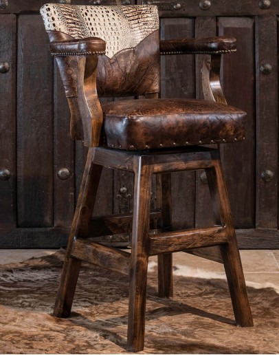 best rustic ranch style barstool,laramie western swivel bar chair AIRWB-001