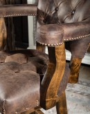 sazerac barstool,ranch style leather barstool with axis deer skin,pecan axis tufted western barstool