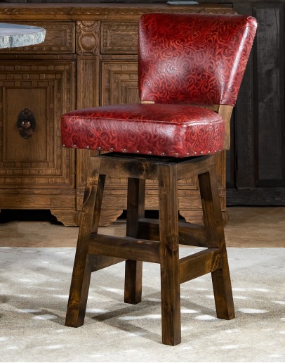 red leather armless leather swivel barstool