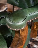 dark olive green leather swivel bar stool with arms