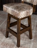 swivel barstool in all over white embossed leather crocodile