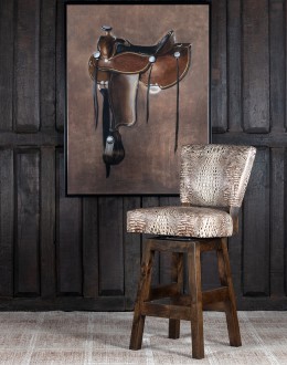 Chisum Ivory Croc Armless Barstool Chisum Ivory Croc Armless Barstool