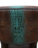 turquoise leather swivel barstool with arms for ranch home
