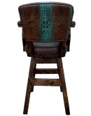 turquoise leather swivel barstool with arms for ranch home
