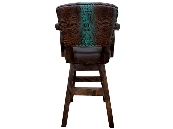 Nile Spine Saddle Stool | Turquoise - Croc Leather | Adobe Interiors
