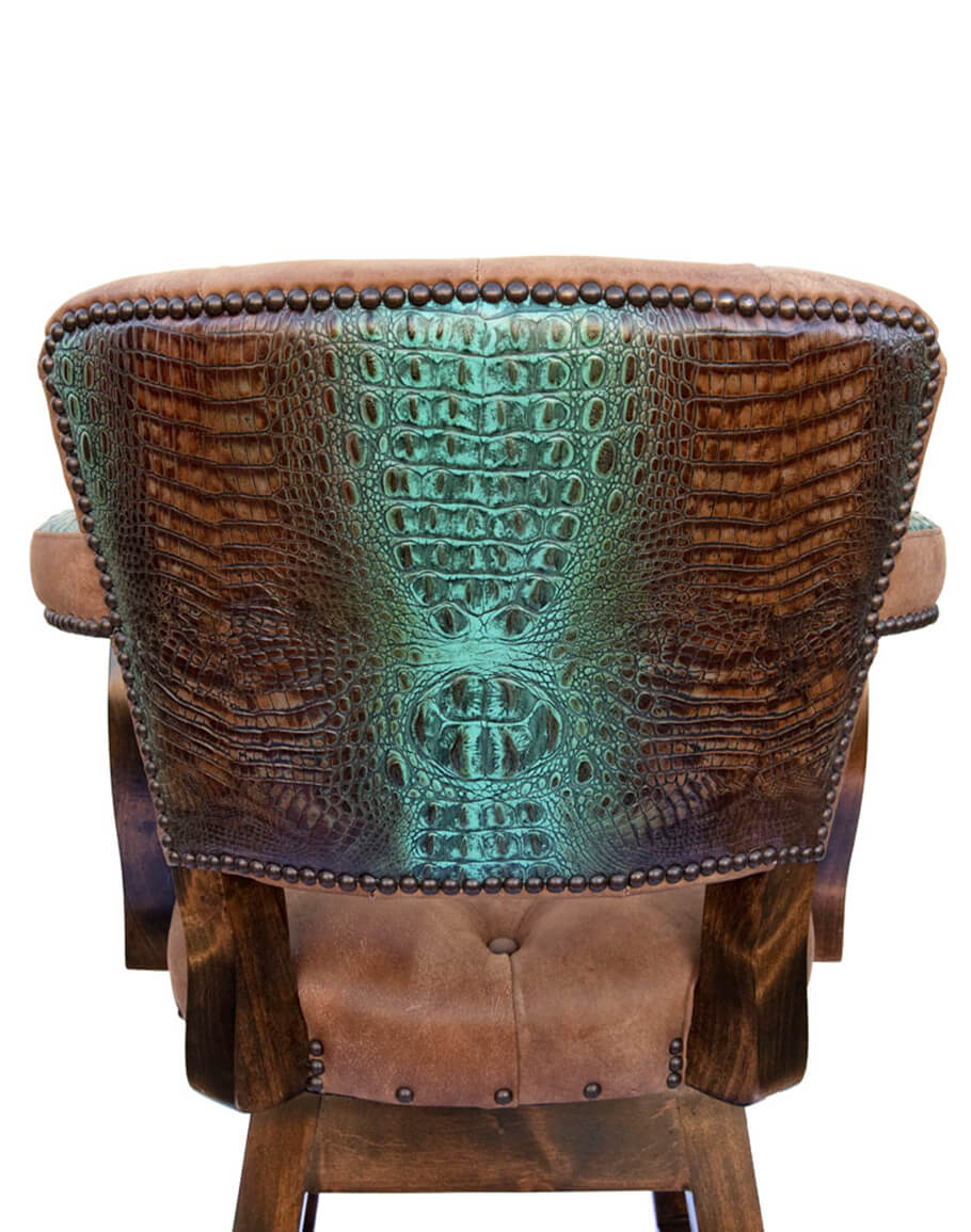 Croc Turquoise Spine Embossed Leather