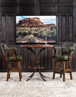 Chisum Olive Leather Barstool