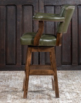 Chisum Olive Leather Barstool