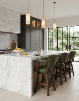 Chisum Olive Leather Barstool