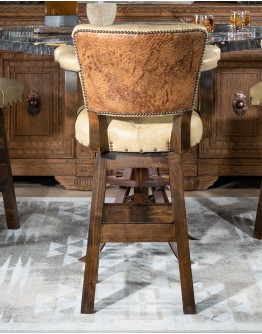 Verona Stone Saddle Stool  Western Leather Stools - Adobe Interiors