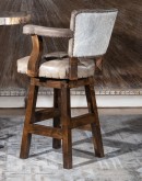 grey leather swivel barstool with grey brindle cowhide