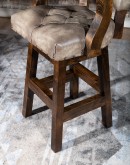 grey leather swivel barstool with grey brindle cowhide