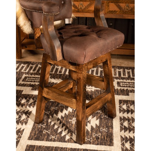 Chisum Tibetan Barstool Leather Swivel Stool Adobe Interiors