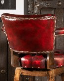 swivel barstool with tufted red leather and arms