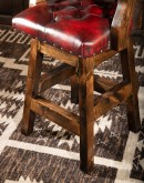 swivel barstool with tufted red leather and arms