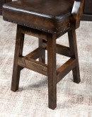 brown leather barstool with boot stitch design on back