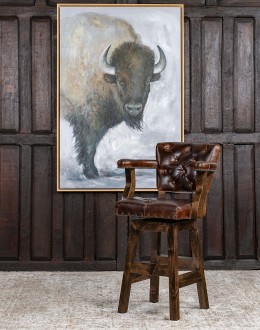 Chisum Sycamore Leather Barstool