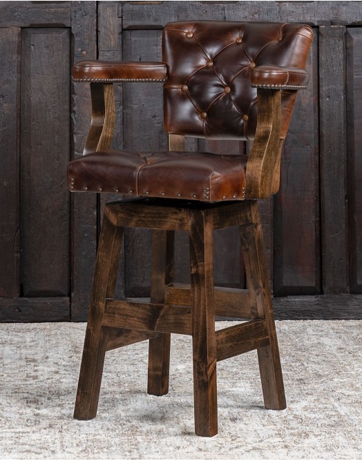 Chisum Sycamore Leather Barstool