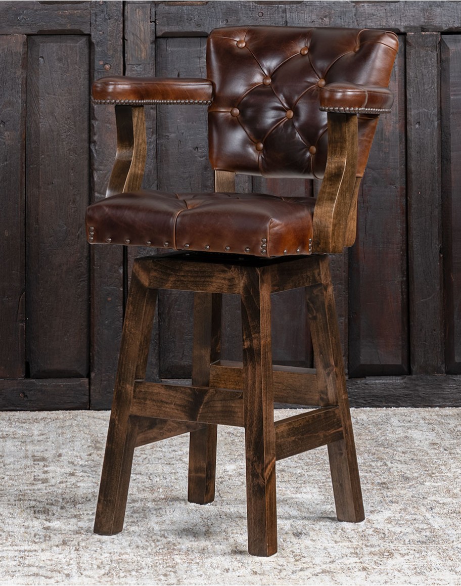 Chisum Sycamore Leather Barstool