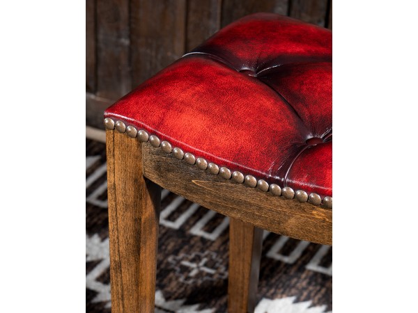 Coral Saddle Stool | Red Top Grain Leather | Adobe Interiors