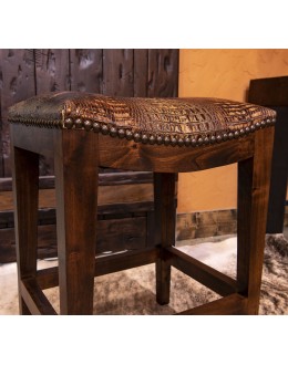 Croc Brown Saddle Stool