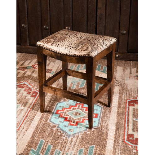 Verona Stone Saddle Stool  Western Leather Stools - Adobe Interiors