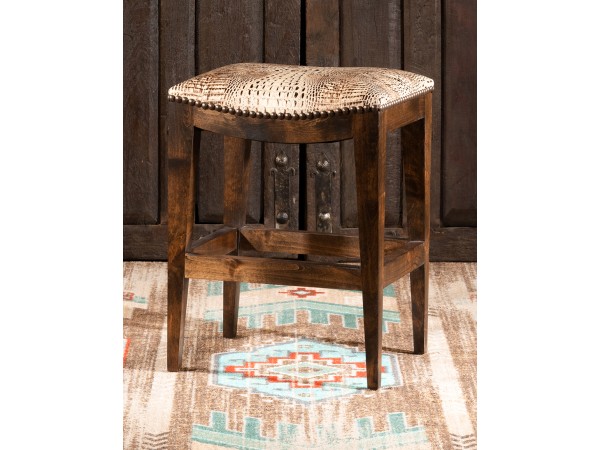 Verona Stone Saddle Stool  Western Leather Stools - Adobe Interiors