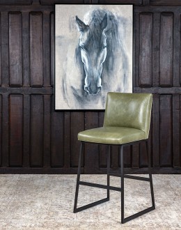 Laguna Moss Leather Barstool