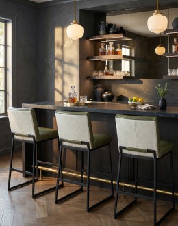 Laguna Moss Leather Barstool