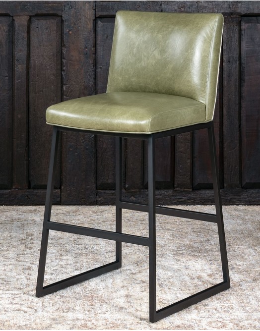 Laguna Moss Leather Barstool