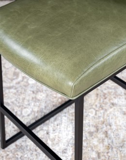 Laguna Moss Leather Barstool
