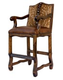 axis bar stool,ranch style leather barstool with axis deer skin