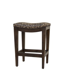 saddle stool with leather seat cushion