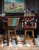 distressed leather swivel barstool for western of ranch style home