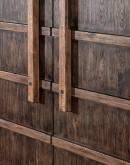 TX Wardrobe - Rustic Pecky Hickory Veneers with Vintage Natural finish, featuring arched panel, authentic hinges, wooden bar hardware, removable clothes rod, adjustable shelves, and drawers