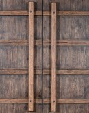 TX Wardrobe - Rustic Pecky Hickory Veneers with Vintage Natural finish, featuring arched panel, authentic hinges, wooden bar hardware, removable clothes rod, adjustable shelves, and drawers