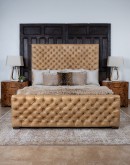 Brentwood Palomino Tufted Leather Bed