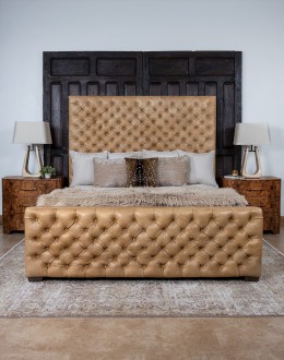 Brentwood Palomino Tufted Leather Bed