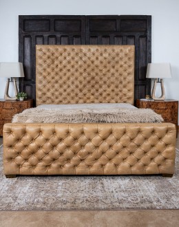 Brentwood Palomino Tufted Leather Bed