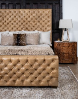 Brentwood Palomino Tufted Leather Bed