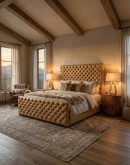 Brentwood Palomino Tufted Leather Bed