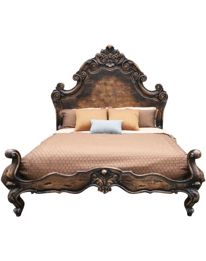 Marqueza Bed spanish style bed with carved wood
