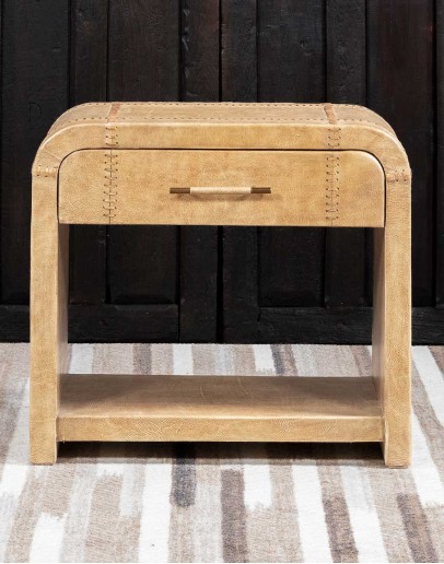 Sonora Sand Leather Nightstand