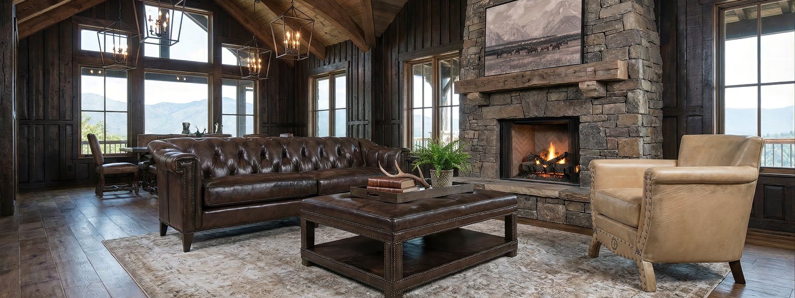 Lockwood smoke leather sofa