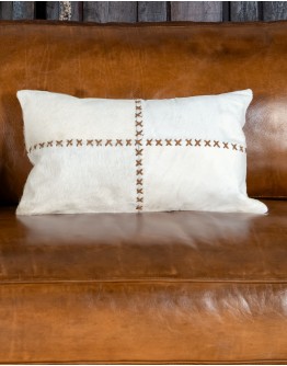 Blanco Cowhide Stitched Lumbar Pillow Blanco Cowhide Stitched Lumbar Pillow