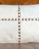 Blanco Cowhide Stitched Lumbar Pillow