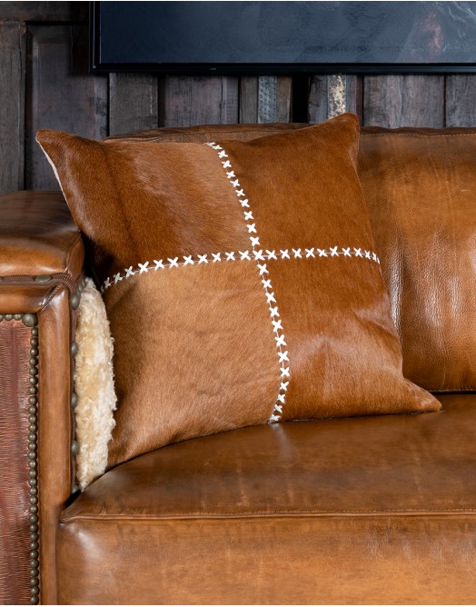 Jersey Cowhide Stitched Pillow