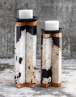 coral stone candle holders
